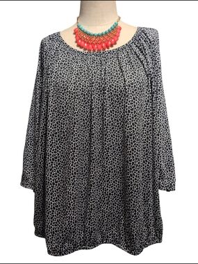 Nwt Michael Kors Black and White Printed Shirt Soft Top Travel Dress Casual 3X